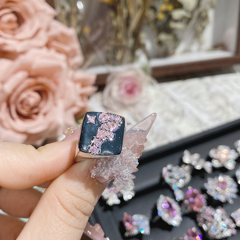 Pink zircon ring plated with 18K gold