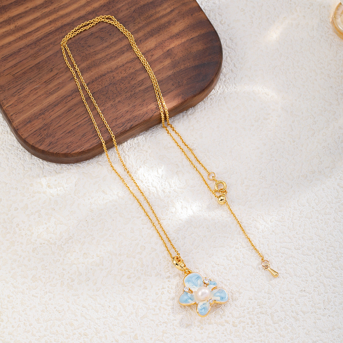 Copper-plated 18k gold oil painting pearl necklace