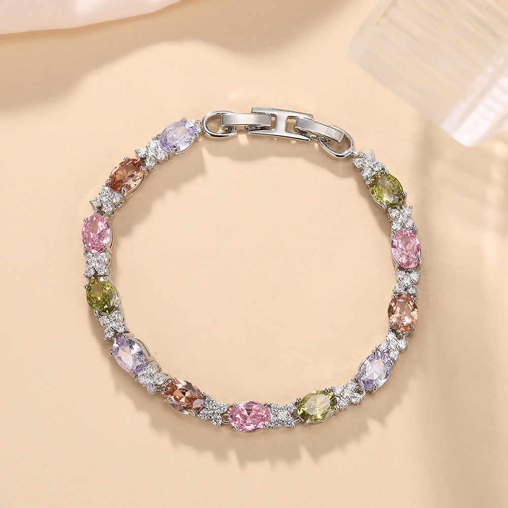 High quality zircon flower oval bracelet
