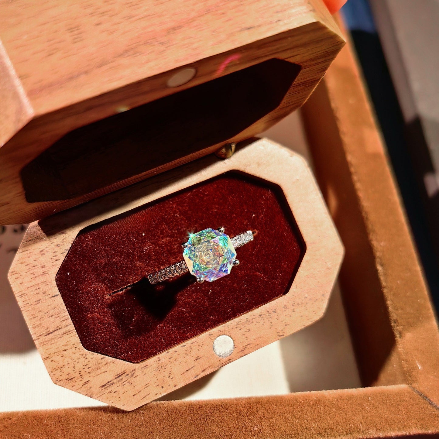 Roses inlaid with high carbon diamond colorful diamond necklace earrings ring set