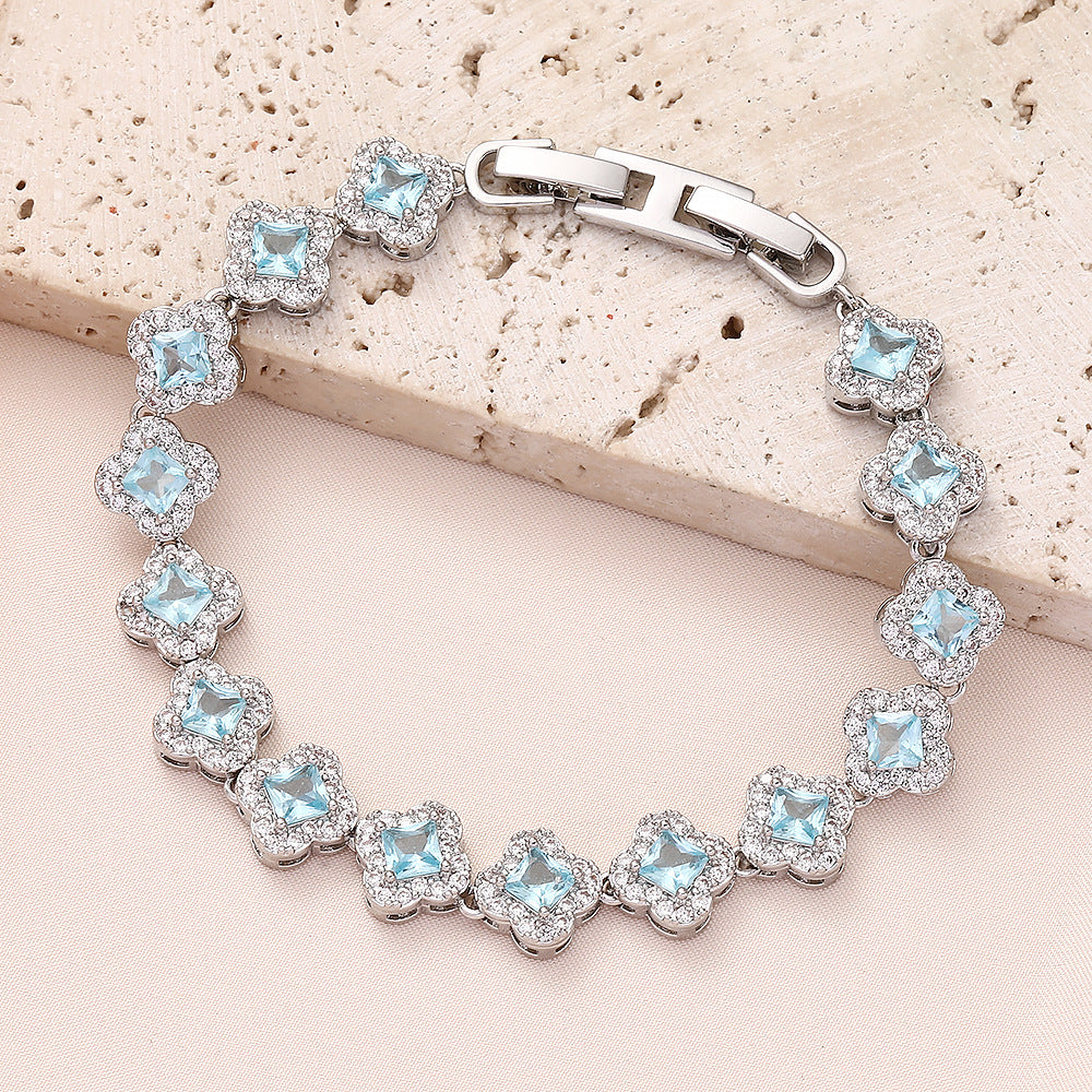 High quality zircon flower oval bracelet