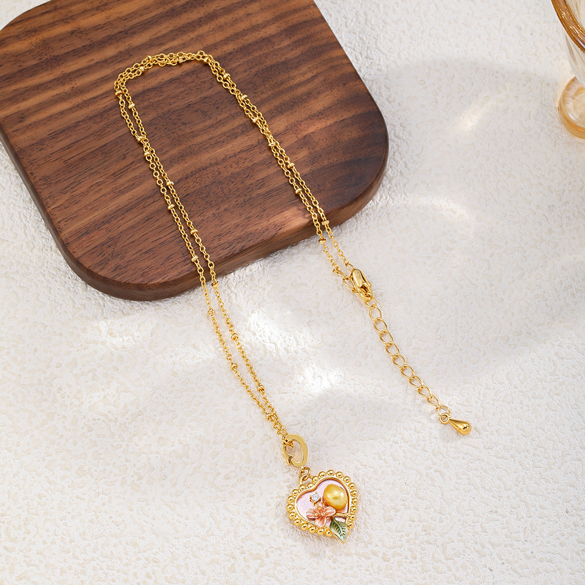 Copper-plated 18k gold oil painting pearl necklace