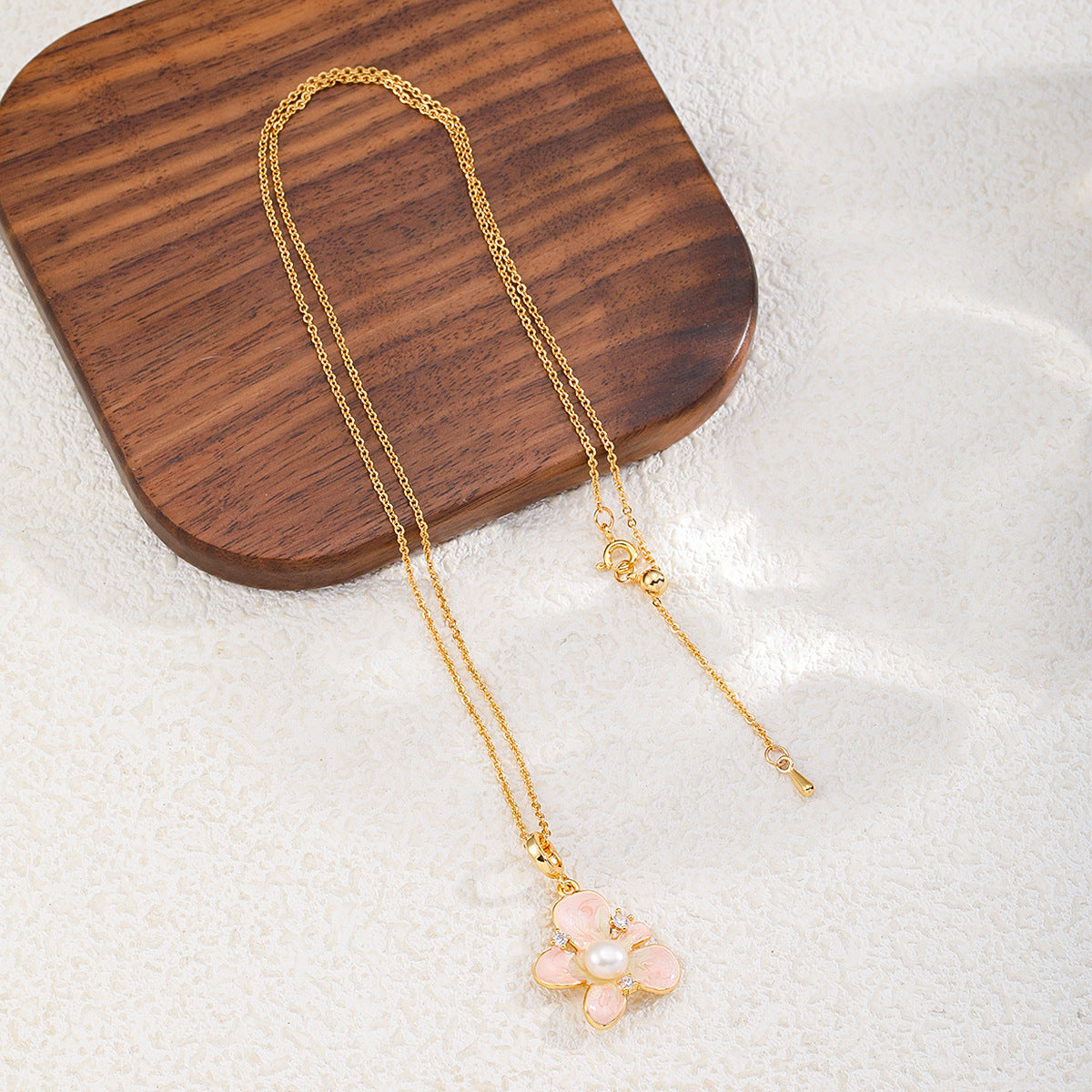 Copper-plated 18k gold oil painting pearl necklace