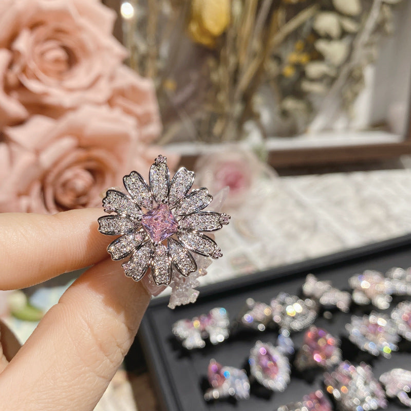 Pink zircon ring plated with 18K gold