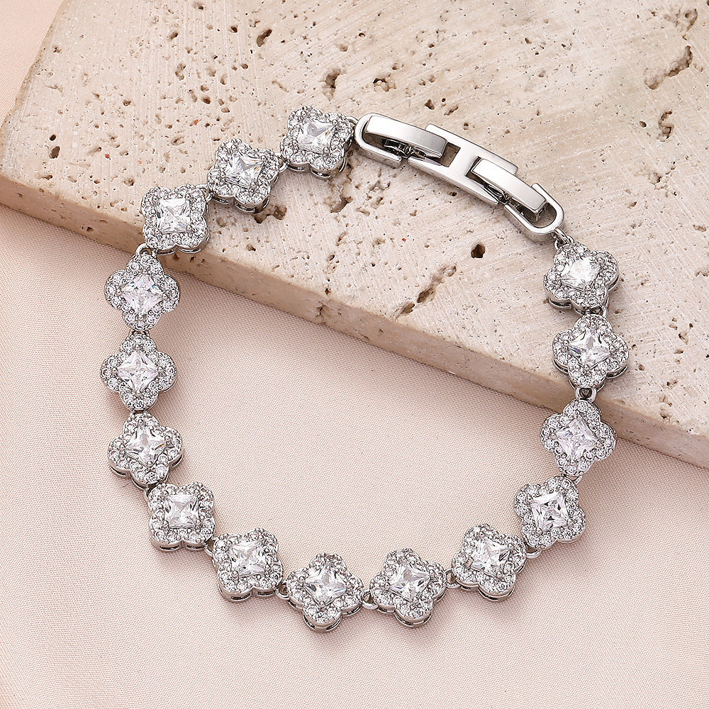 High quality zircon flower oval bracelet