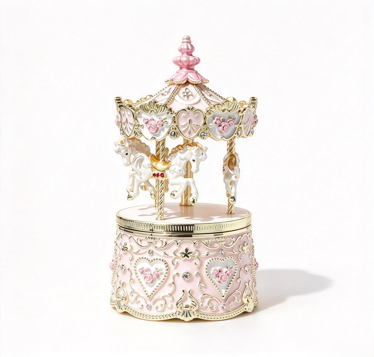 Enamel Carousel Jewelry Box, Proposal Ring Holder, Decorative Trinket Box For Gift
