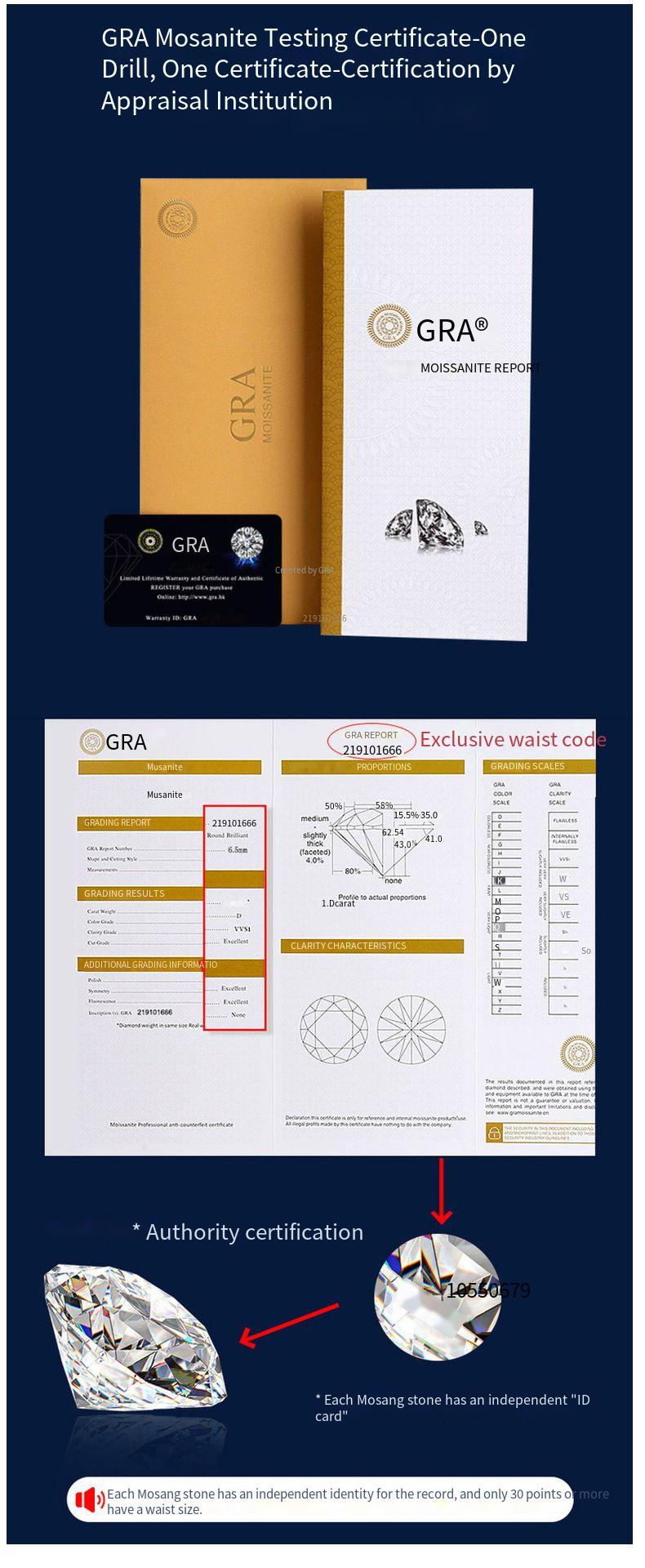 S925 silver one carat D color Mosan diamond ring