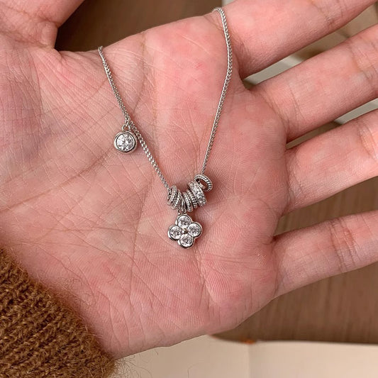 S925 sterling silver pendant flash diamond zircon necklace