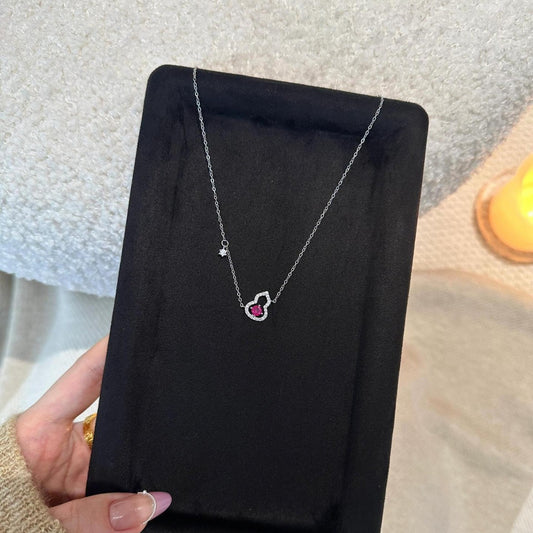 S925 sterling silver 18k gold-plated inlaid zircon gourd necklace bracelet earrings set