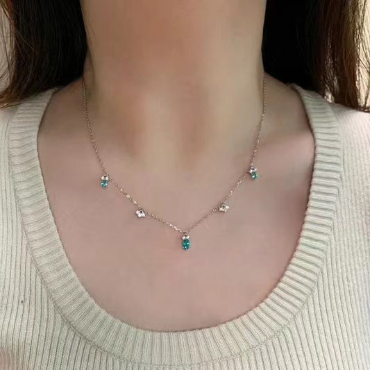 Sterling silver S925 Pallai Ba zircon drop necklace