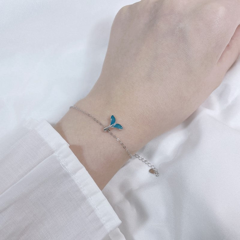 ブルーフィッシュテールシリーズネックレスリングブレスレットイヤリングセット