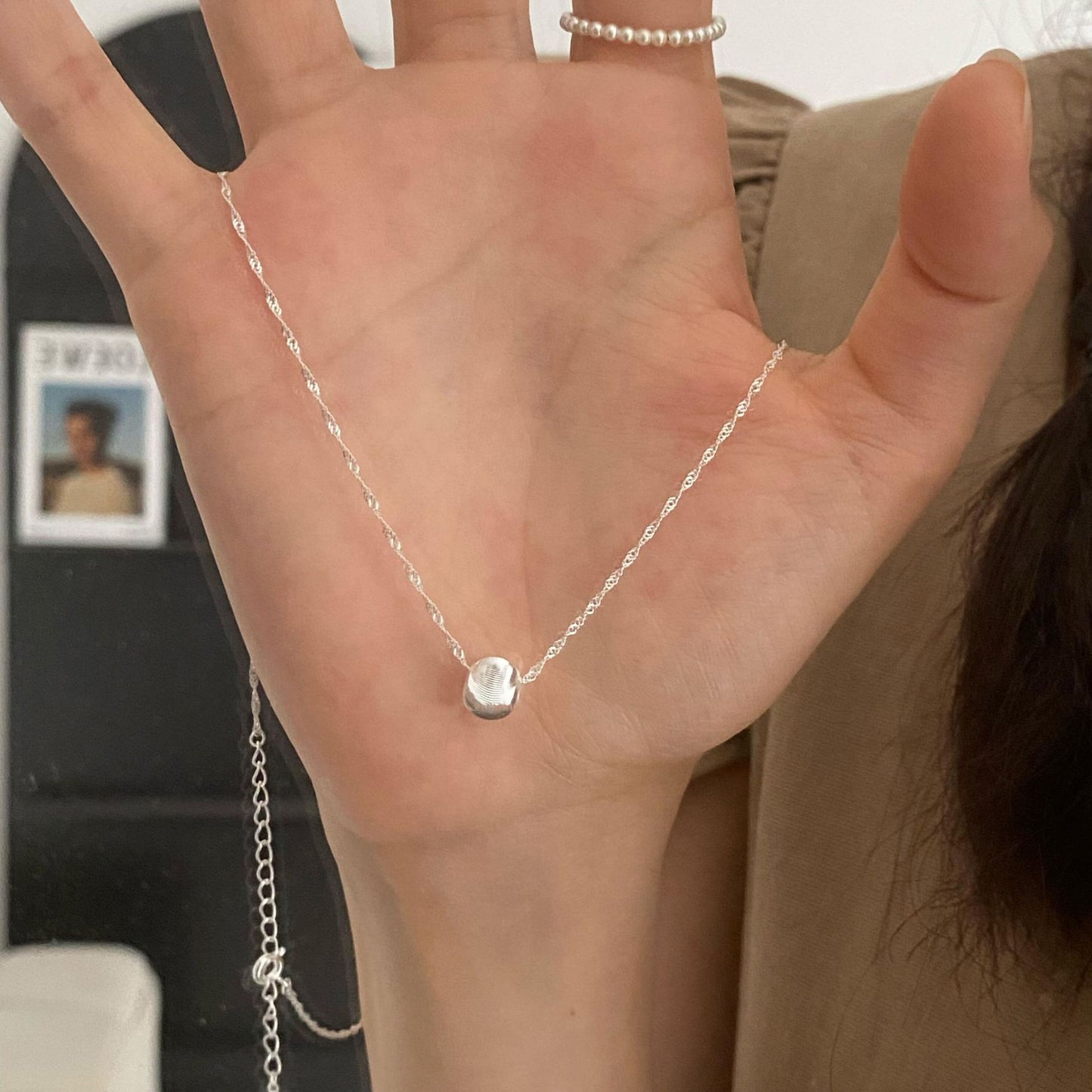 S925 sterling silver cat eye ripple necklace