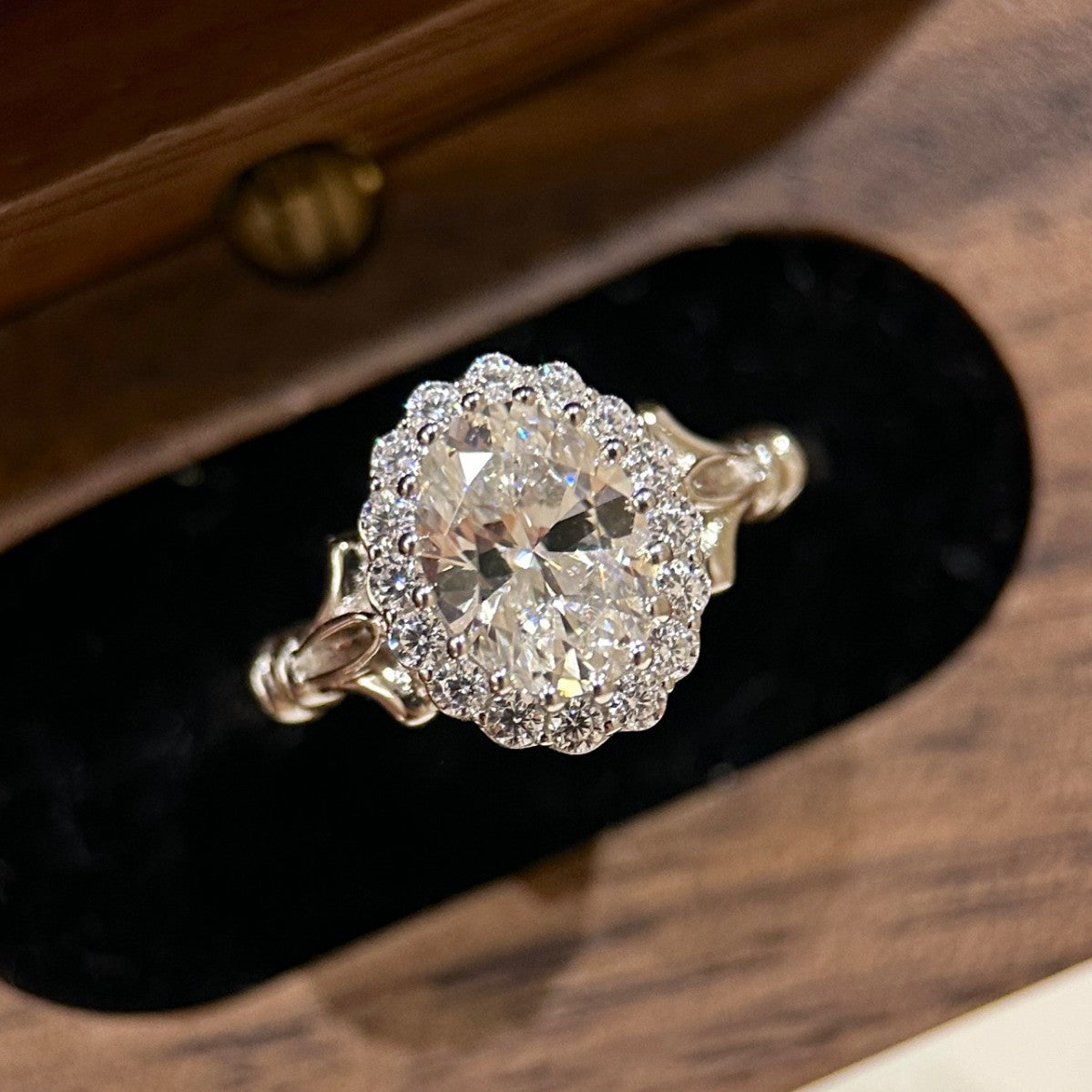 S925 sterling silver diamond-studded flower ring