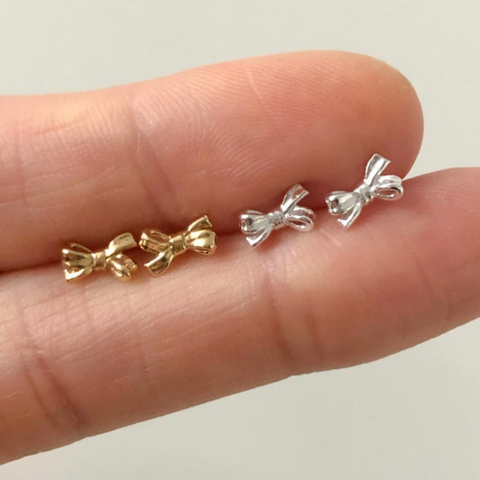 S925 sterling silver bow earrings