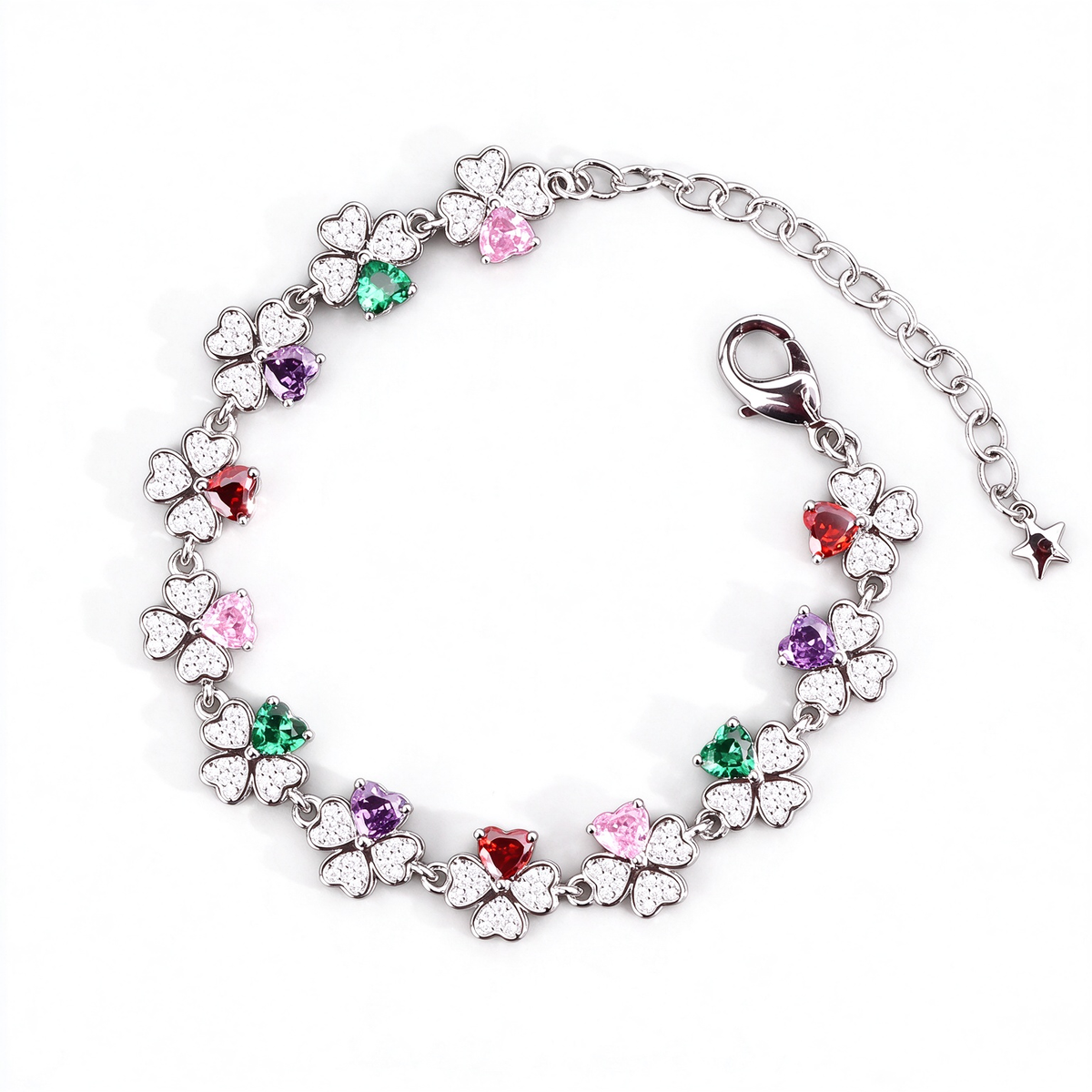 Colorful Cubic Zirconia Flower Bracelet