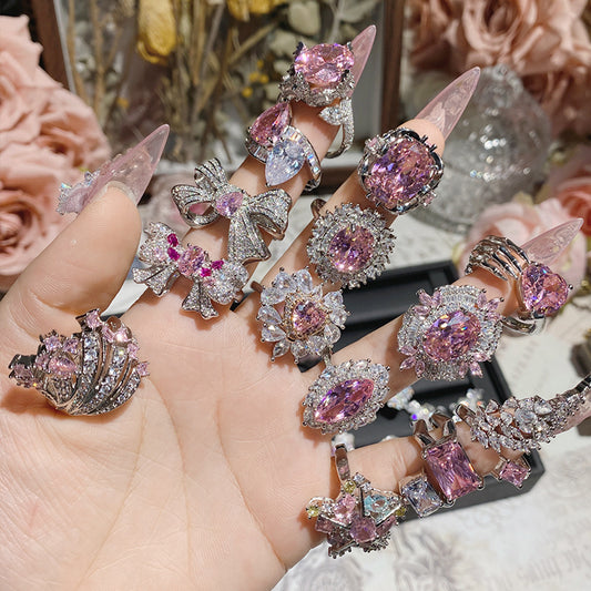 Pink zircon ring plated with 18K gold