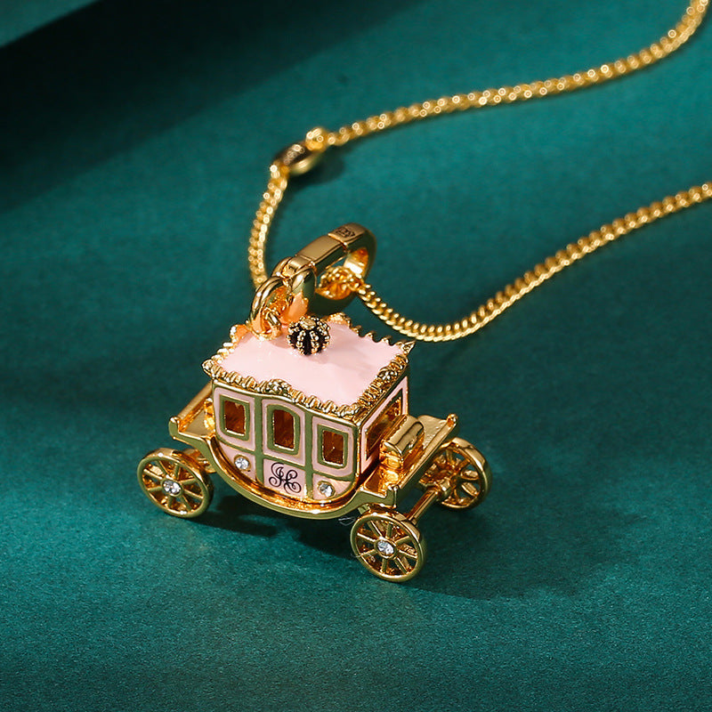 Openable Gold-Plated Pumpkin Car Jewelry Box, Book Heart Chocolate Box Pendant Keychain Sweater Chain Necklace