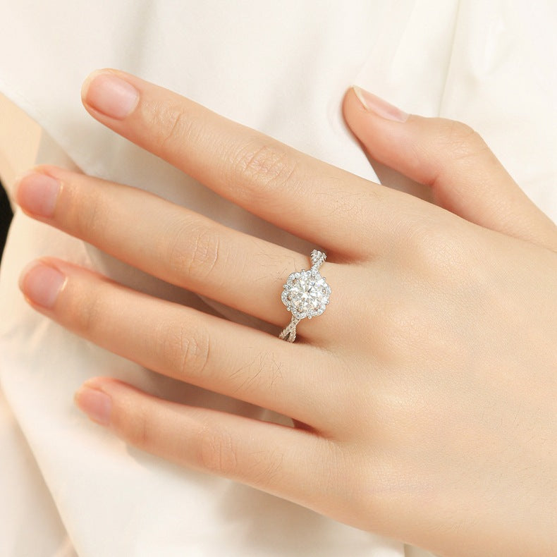 S925 silver one carat D color Mosan diamond ring