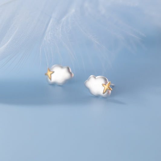 925 Silver Cloud Star Earrings