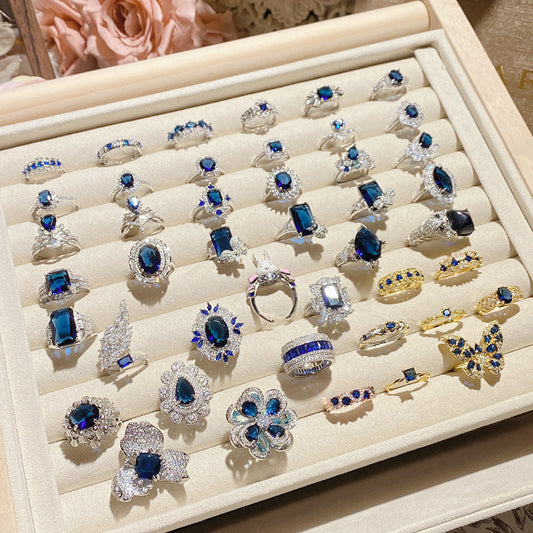 Blue corundum diopside colored treasure ring