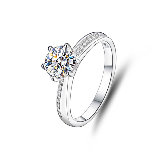 S925 sterling silver one carat moissanite ring