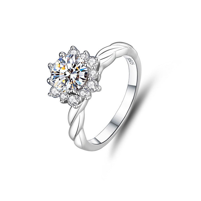 S925 sterling silver one carat moissanite ring