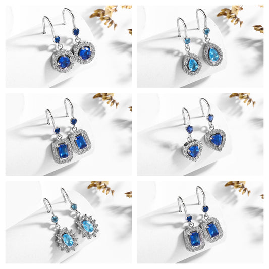 Zircon-inlaid 18K stainless steel stud gold titanium steel earrings