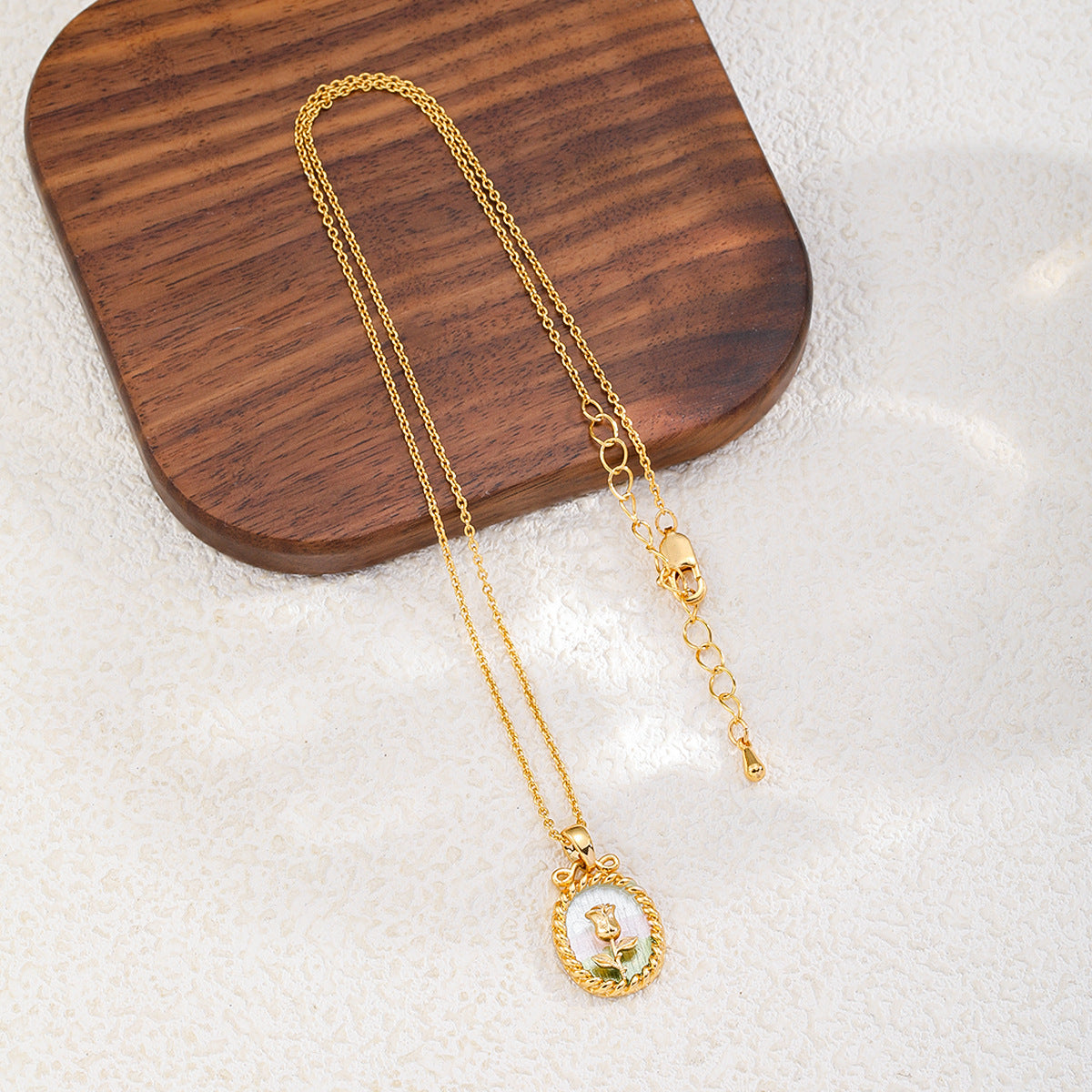 Copper-plated 18k gold oil painting pearl necklace