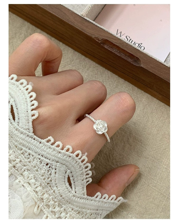 S925 sterling silver rose flower ring