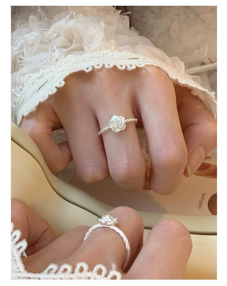 S925 sterling silver rose flower ring