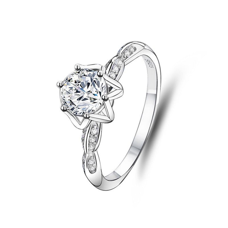S925 sterling silver one carat moissanite ring