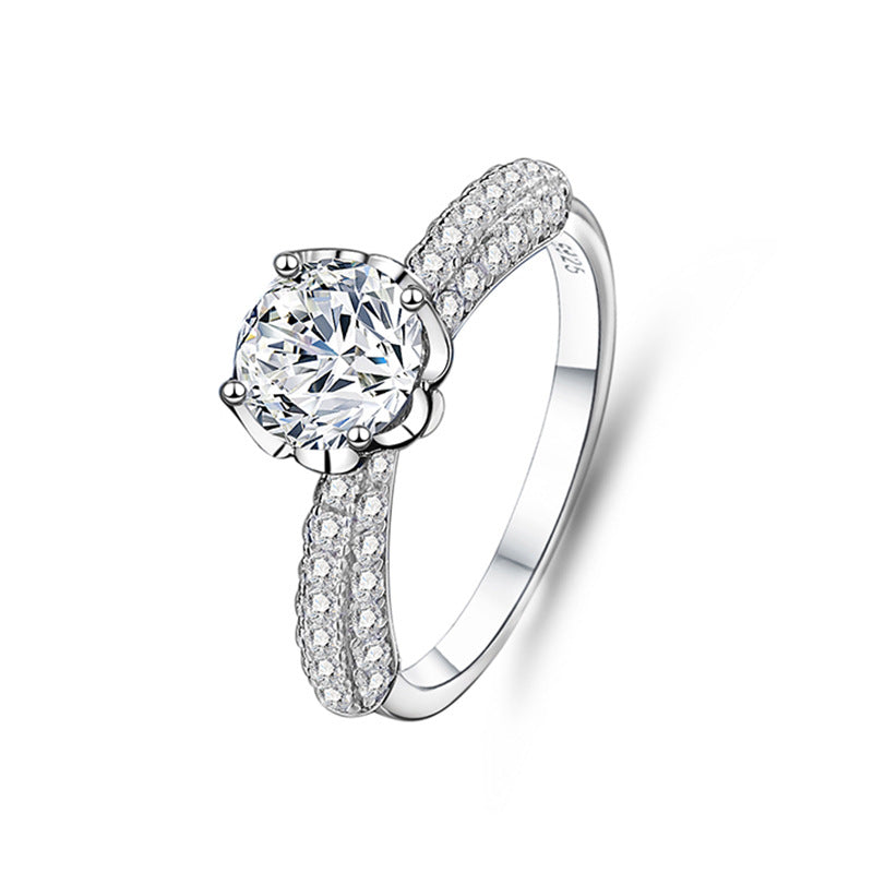 S925 sterling silver one carat moissanite ring