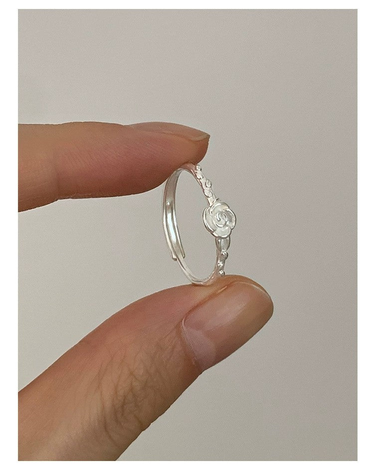 S925 sterling silver rose flower ring