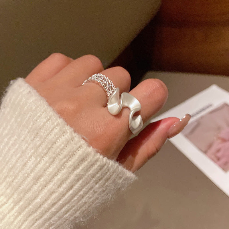 S925 sterling silver wavy skirt ring