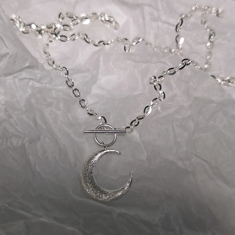 S925 sterling silver glitter moon OT buckle necklace