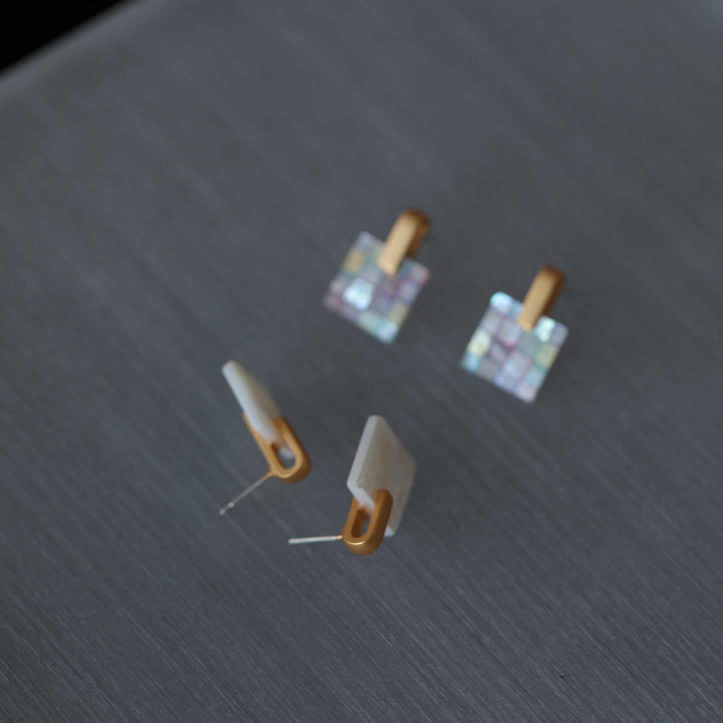 S925 silver needle high-quality stitching white shell necklace earrings set