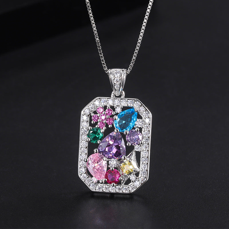 Colored tourmaline necklace ring set