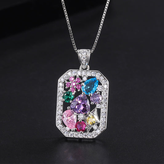 Colored tourmaline necklace ring set