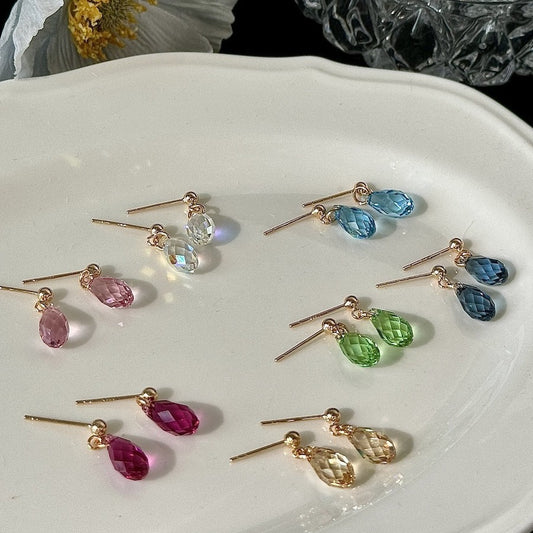 Hand-made Swarovski multicolor crystal earrings S925 silver needle