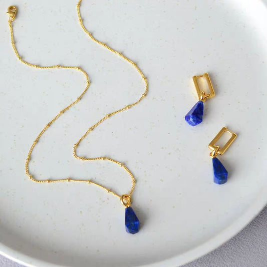 Natural lapis lazuli necklace earrings set