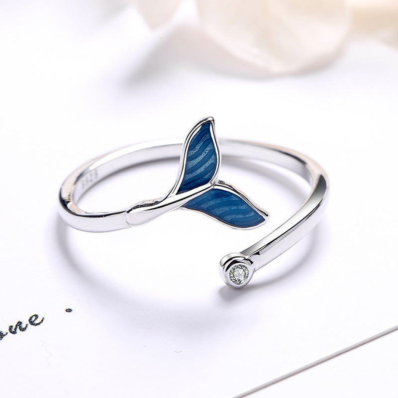 ブルーフィッシュテールシリーズネックレスリングブレスレットイヤリングセット