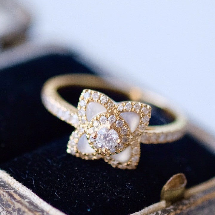 S925 sterling silver flower ring