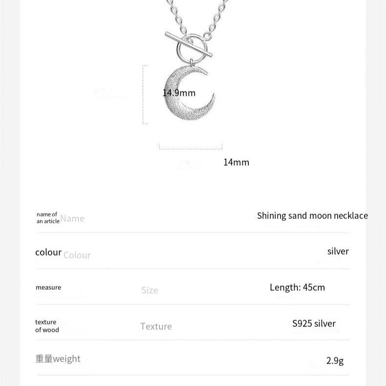 S925 sterling silver glitter moon OT buckle necklace
