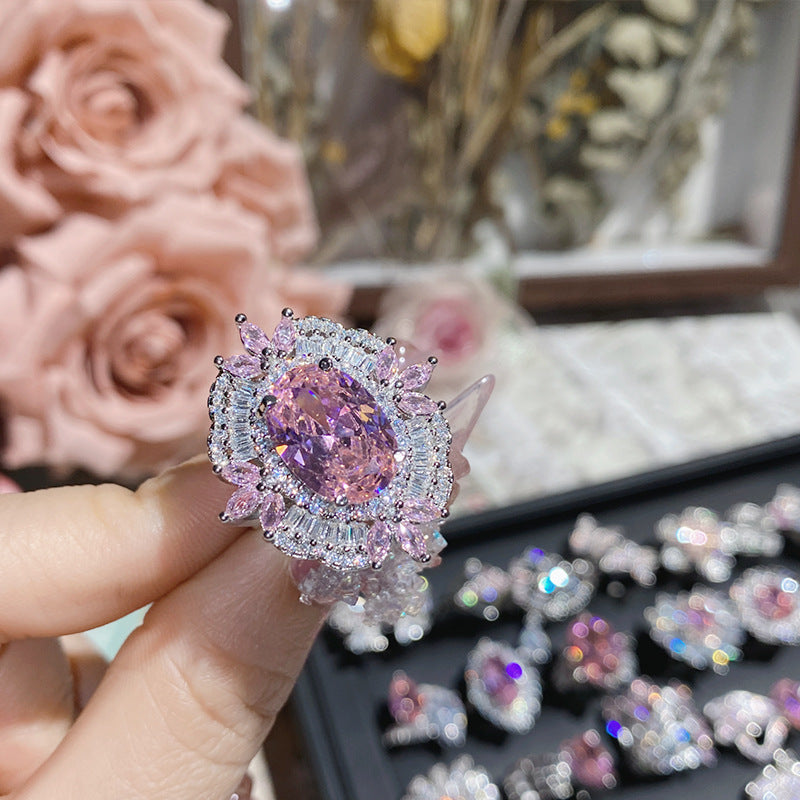 Pink zircon ring plated with 18K gold
