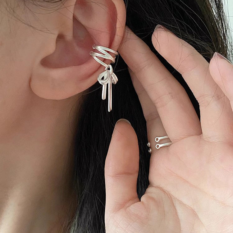 مشبك أذن على شكل شريط من الفضة الإسترلينية S925