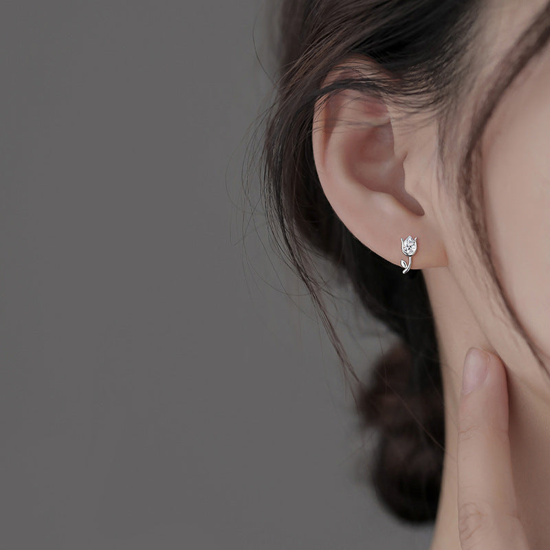 S925 sterling silver tulip earrings