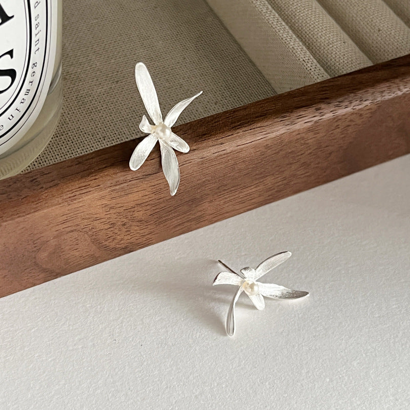 925スターリングシルバーパールオーキッドネックレス