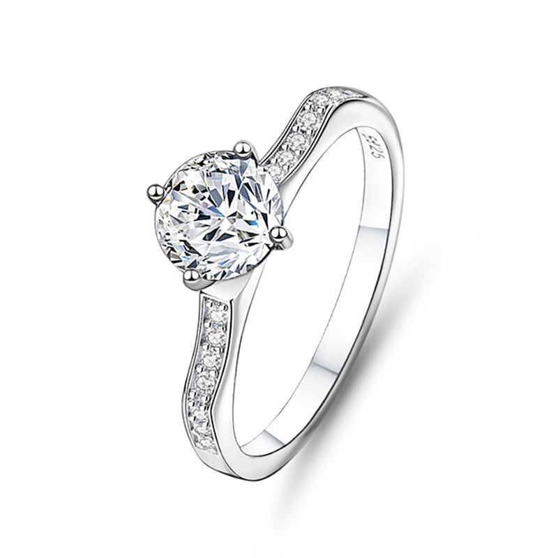 S925 sterling silver one carat moissanite ring