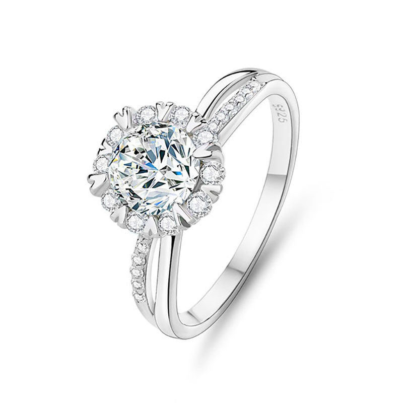 S925 sterling silver one carat moissanite ring
