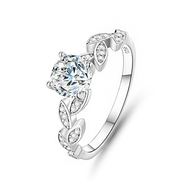 S925 sterling silver one carat moissanite ring